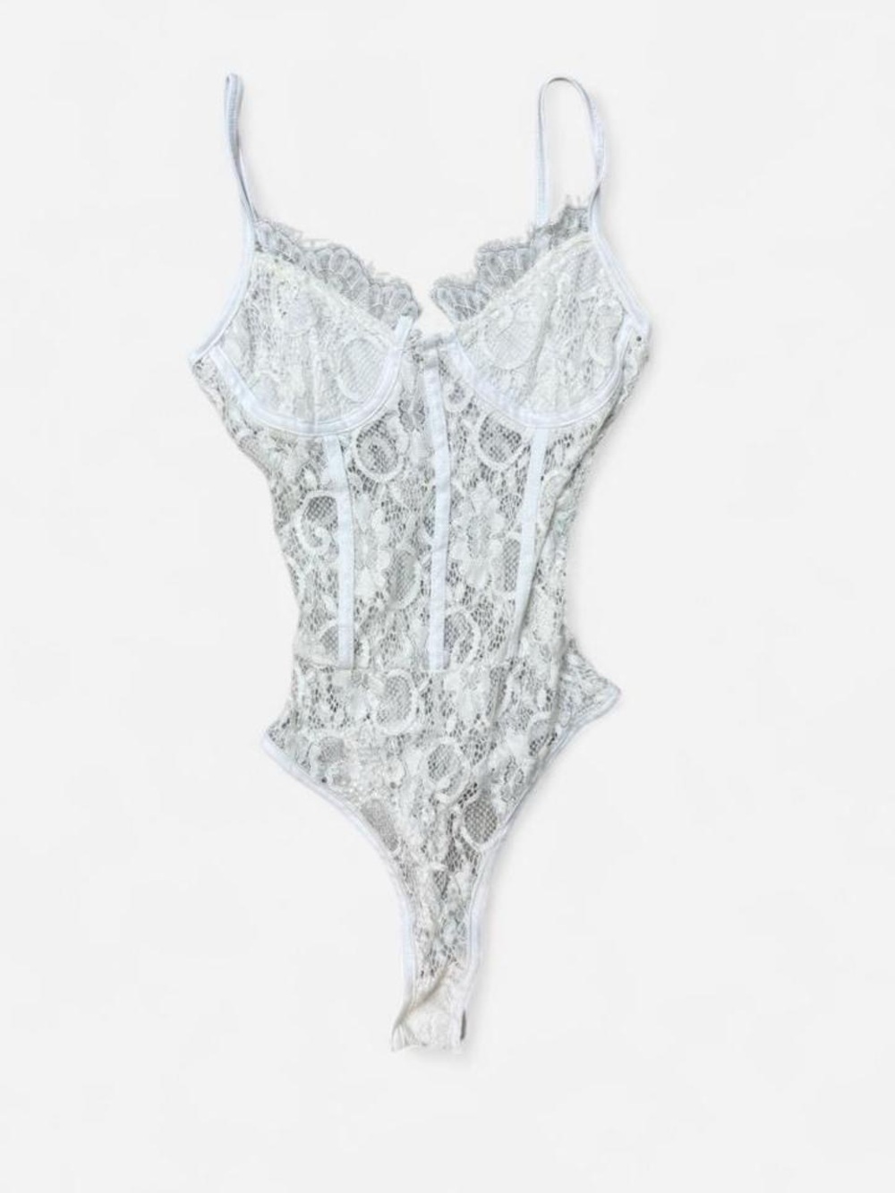 Sheer Lace Underwire Bodysuit - White